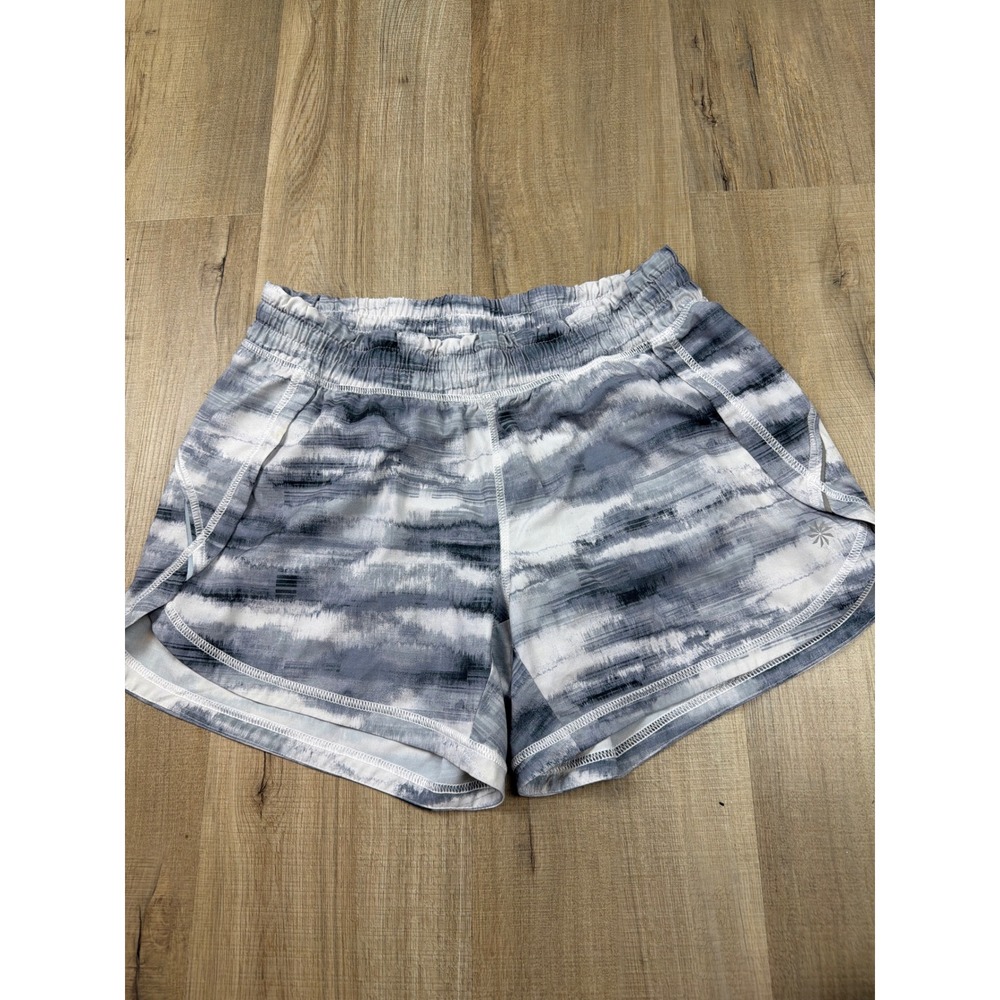 Athleta Womens Gray White Abstract Print Running Shorts Size S 786017-00